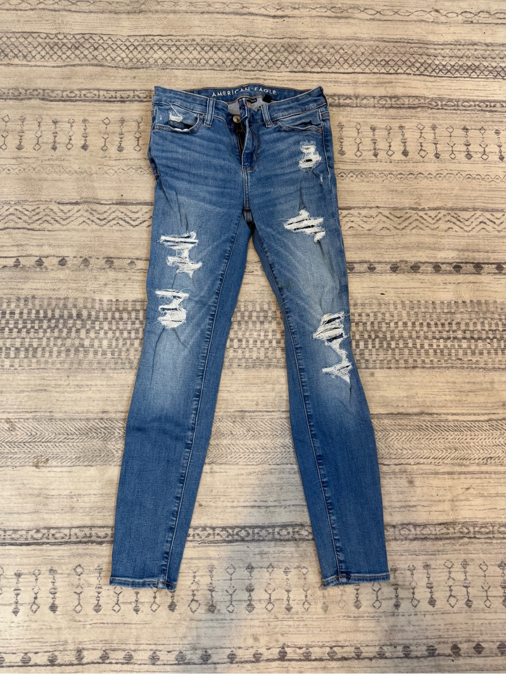 American Eagle Outfitters Blue Ripped Skinny Jeans